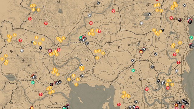 New Hanover, Lemoyne, Ambarino, Autin, ElizabethRed Dead Online Interactive Map